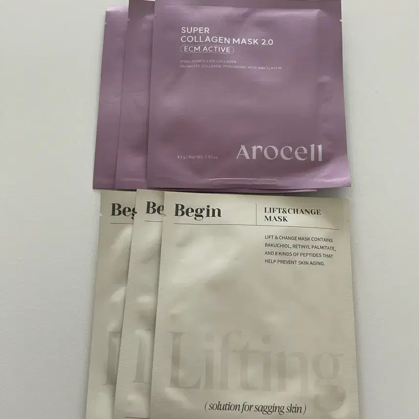 [BUNJANG] Arocell Collagen Mask 3 Sheets + B.Project Lifting Mask 3 Sheets Bundle Set / 아로셀 콜라겐팩3매+비프로젝트 리프팅팩3매 일괄판매