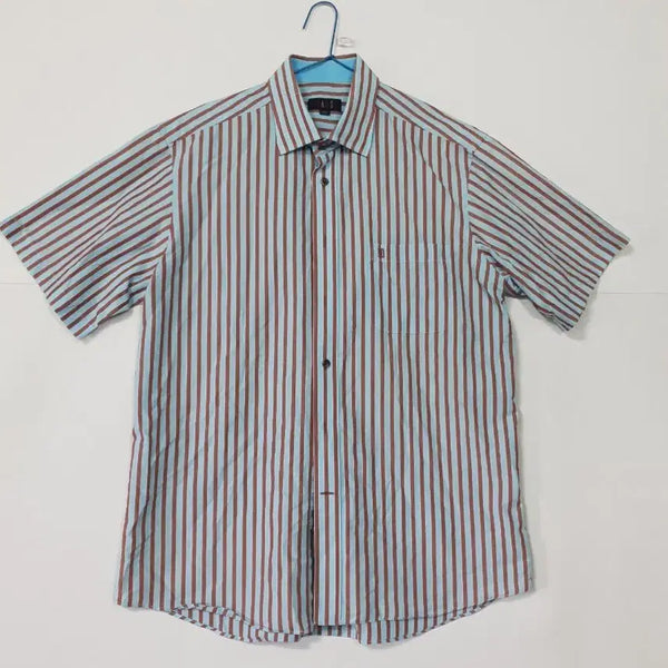 [BUNJANG] Daks Blue Brown Stripe Button-Down Shirt / 닥스 셔츠 블루 브라운 스트라이프 ㅡ0413