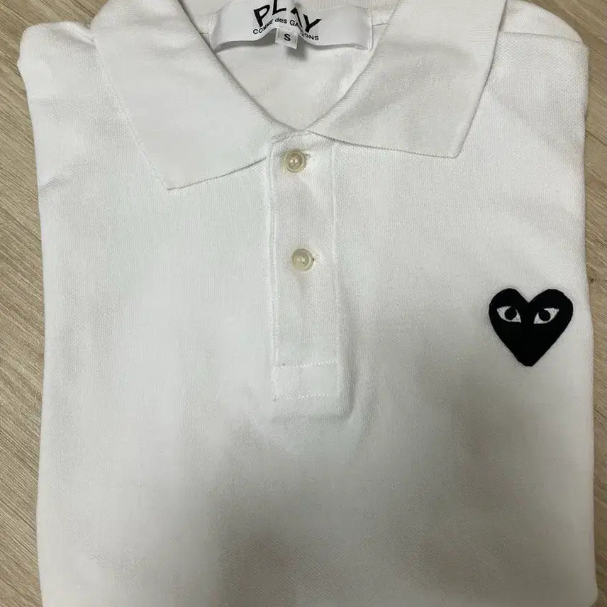 [BUNJANG] Comme des Garçons Black Heart Polo Shirt White / 정품)[S] 꼼데가르송 블랙하트 pk 카라 폴로셔츠 화이트 AX-T066