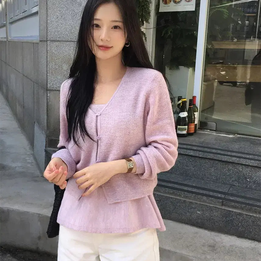 [BUNJANG] Mariround Spring Layered Two-Piece Set (Lavender) / 메리어라운드 스프링 레이어드 투피스 (라벤더)