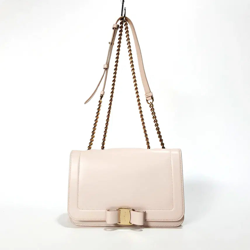[BUNJANG] Ferragamo Ginnie Chain Shoulder Bag Leather Light Pink / 정품)페라가모 지니 체인 숄더백