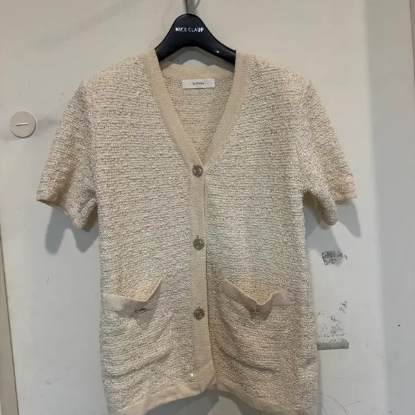 [BUNJANG] B.Muse Tweed Short Sleeve Cardigan / 비뮤즈 트위드 반팔 가디건