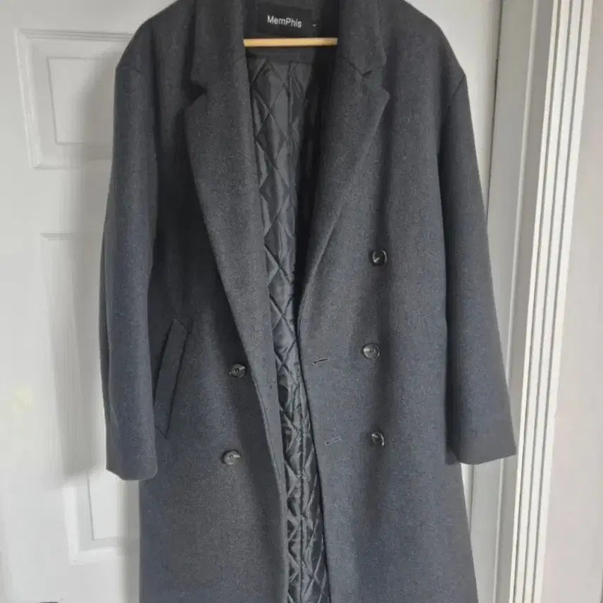 [BUNJANG] Jean Grey Double-Breasted Long Coat / 진 그레이 더블 롱코트