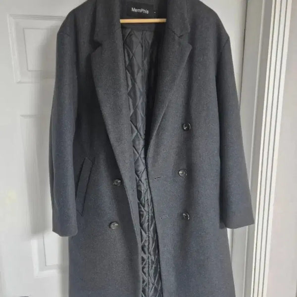 [BUNJANG] Jean Grey Double-Breasted Long Coat / 진 그레이 더블 롱코트