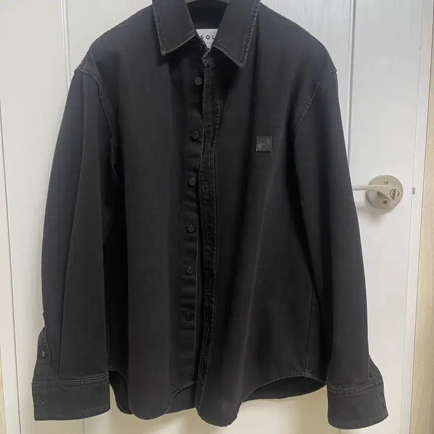 [BUNJANG] Solid Homme Black Denim Shirt 48 / 솔리드옴므 블랙 데님 셔츠 48