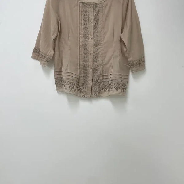[BUNJANG] Pour Prendre Vintage Embroidered Blouse / 일본 Pour Prendre 빈티지 자수 블라우스 15R