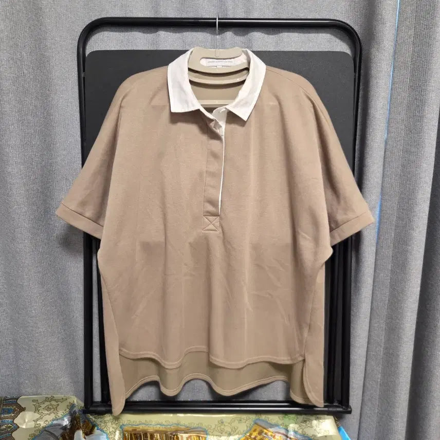 [BUNJANG] Lin&Red Japan Collar Neck T-Shirt Mocha XL / Lin&Red Japan 반팔 카라넥 티셔츠 XL(105)