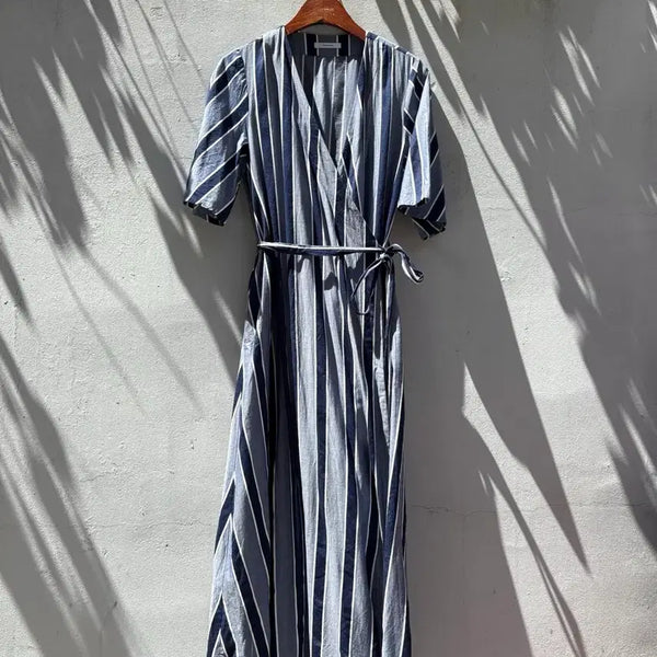 [BUNJANG] JOURNAL STANDARD Stripe Robe Wrap Dress / JOURNAL STANDARD 저널스탠다드 스트라이프 로브 랩 원피스 J