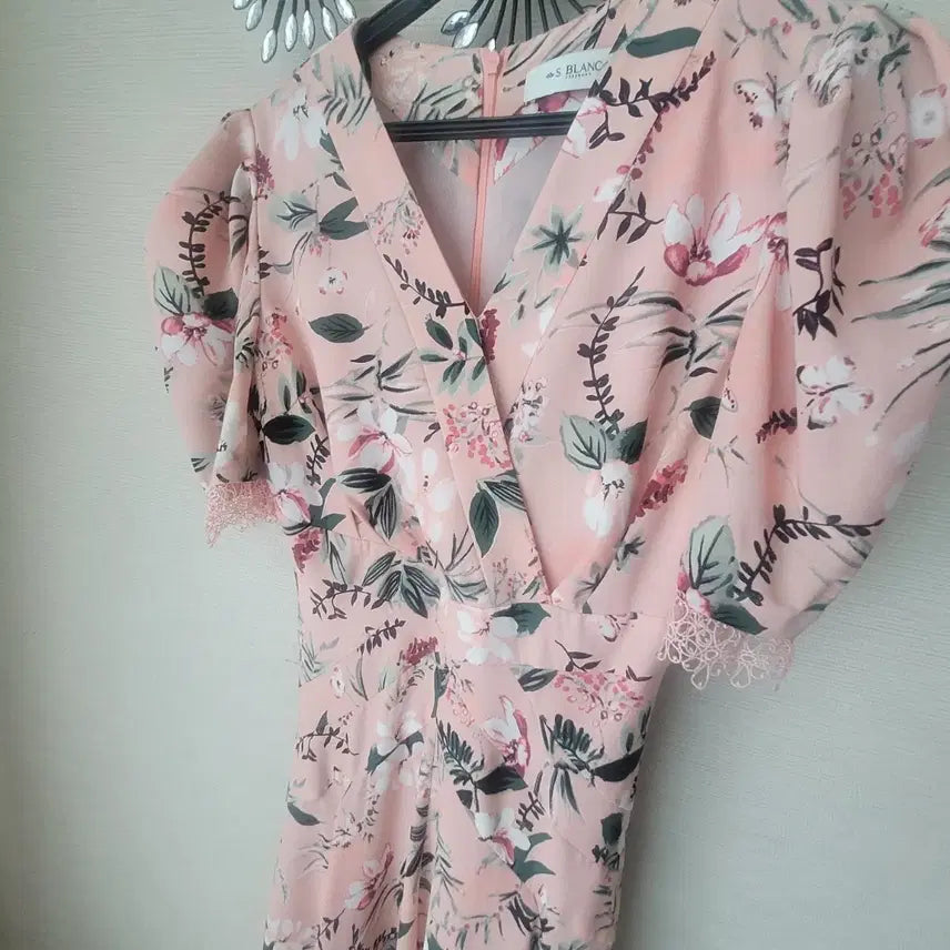 [BUNJANG] S Blanc Floral Pattern Pink Midi Dress / S BLANC 원피스 플로럴 패턴 핑크