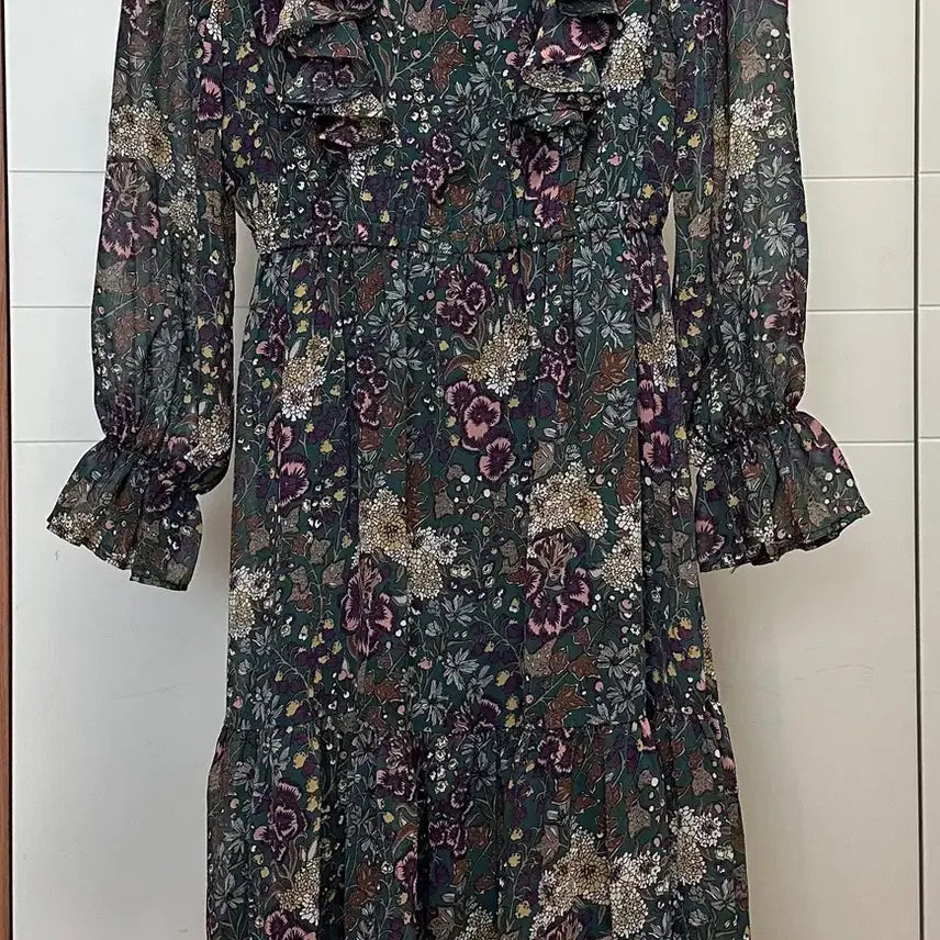[BUNJANG] BONNIE ALEX Floral Print Frill Long Dress / @7/12까지할인@보니 알렉스 프릴 포인트 플라워 프린팅 롱 원피스