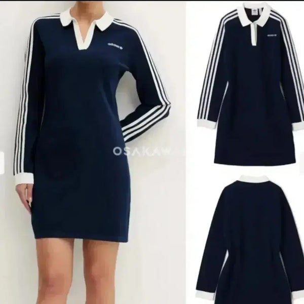 [BUNJANG] Adidas Women's Long Sleeve Dress Navy / 아디다스 여성 롱 슬리브 원피스 네이비