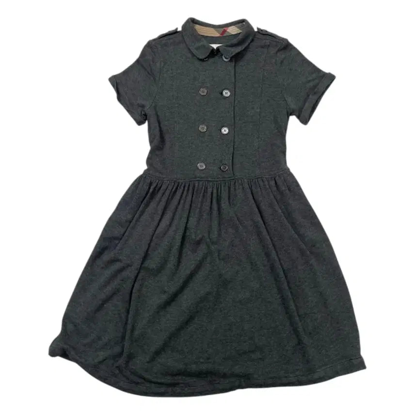 [BUNJANG] Burberry Children Double-Button Collar Short-Sleeve Dress 14Y (164cm) / 버버리 차콜그레이 더블버튼 카라 반팔 원피스 14Y(164cm)
