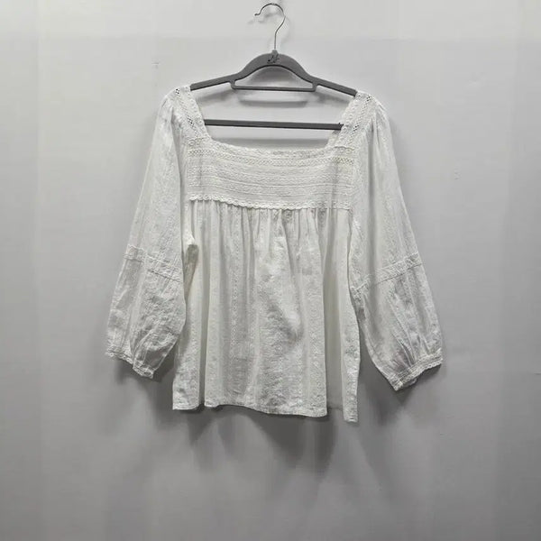 [BUNJANG] abplus Square Neck Lace Blouse White Free Size / 0525 [abplus]스퀘어넥 레이스 블라우스 흰색 F