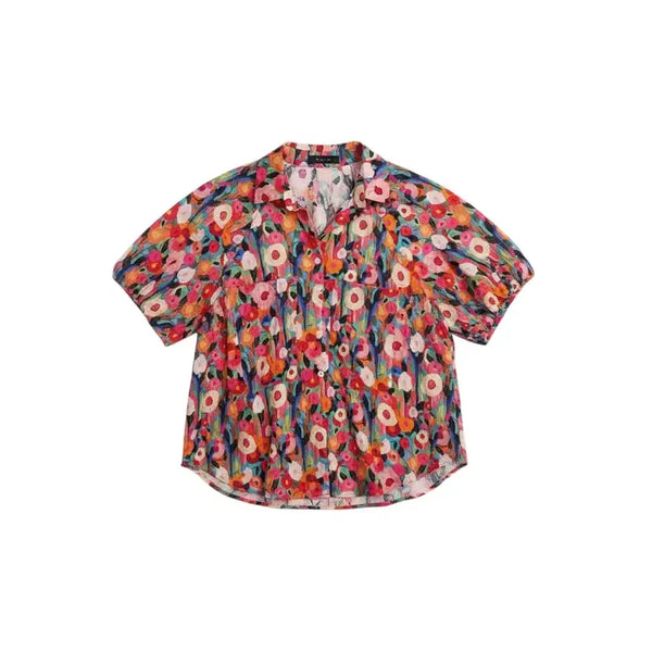 [BUNJANG] Women's Balloon Fit Flower Blouse / 여성F / 무작 플라워 벌룬핏 셔츠 블라우스RD 12-116