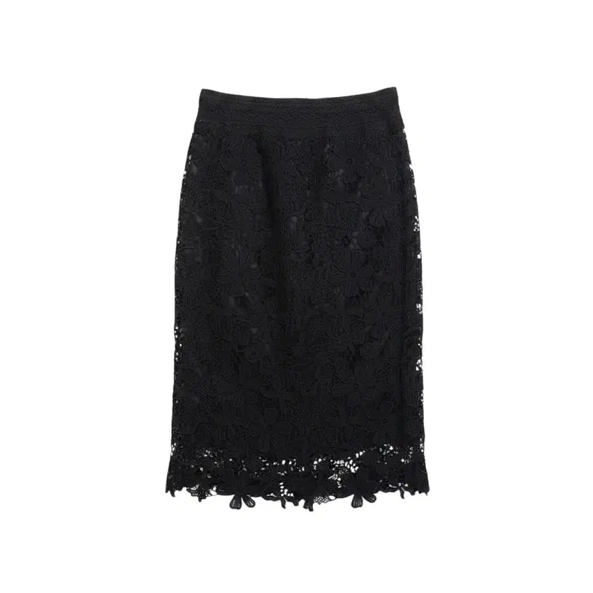 [BUNJANG] Women's Full Lace Banding Skirt / 여성F/ 전체 레이스 밴딩 스커트 BK 22-170