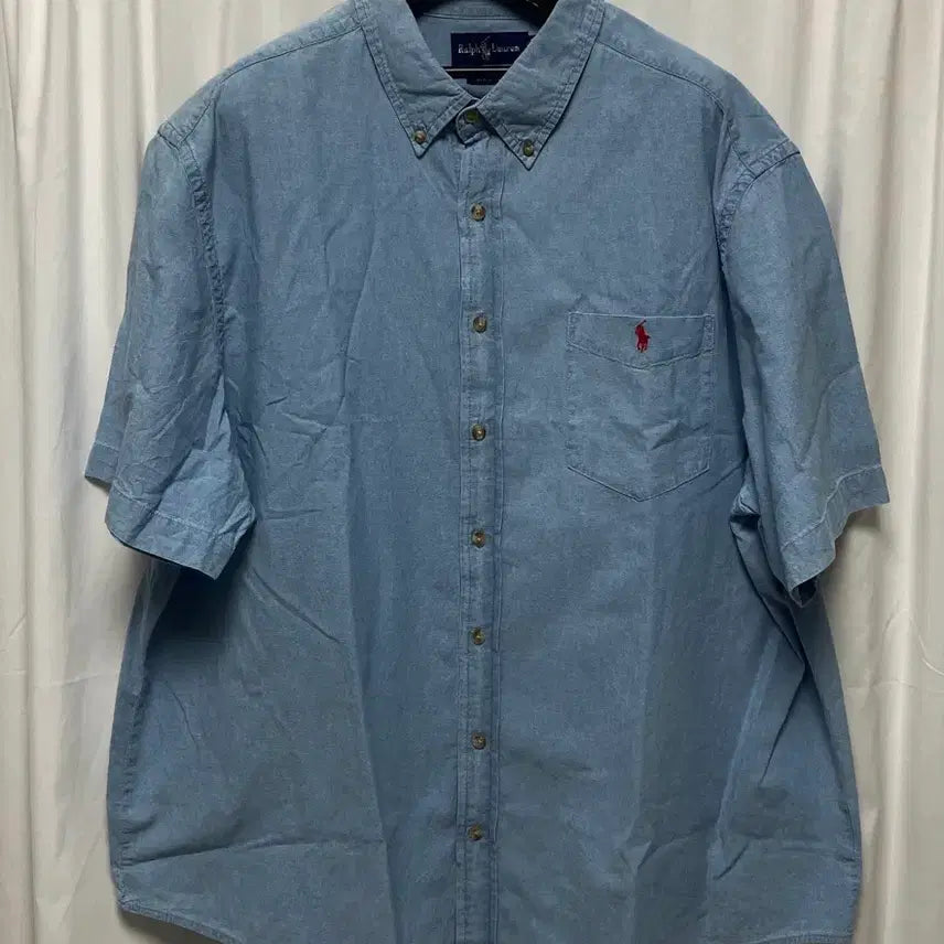 [BUNJANG] Polo Ralph Lauren Denim Short Sleeve Shirt XXL / no.195 폴로 랄프로렌 청데님반팔 셔츠 xxl