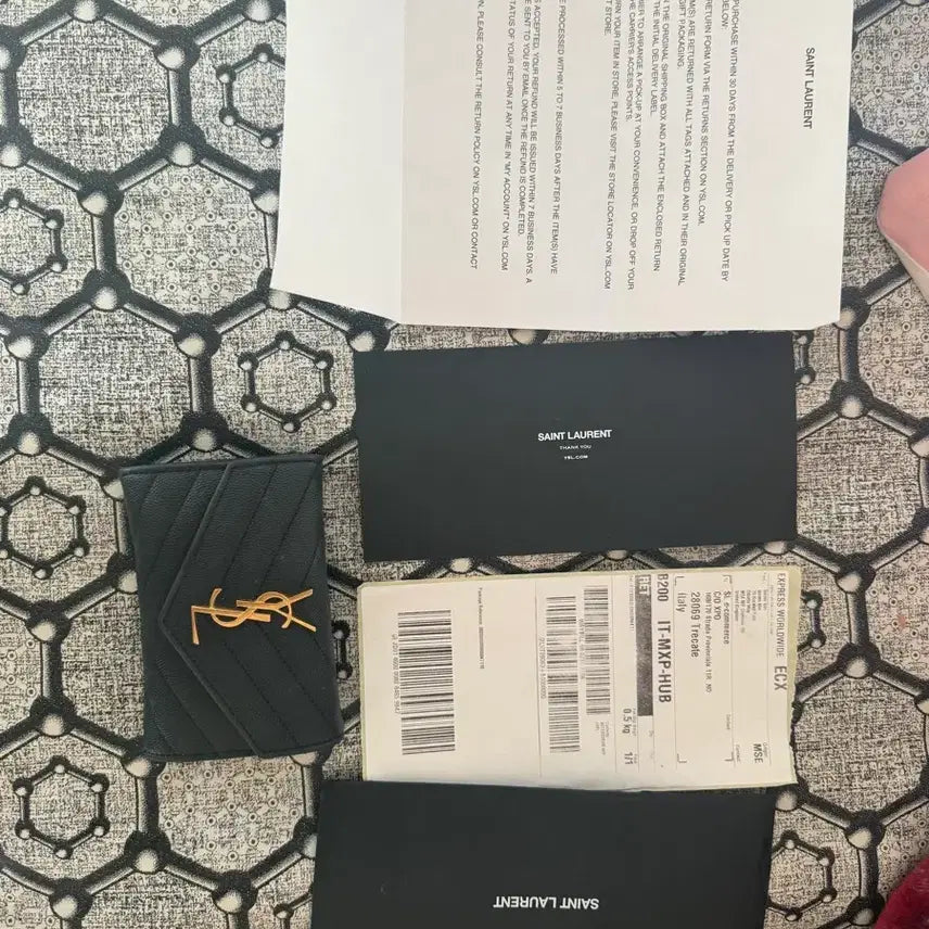 [BUNJANG] Saint Laurent Black Gold-Tone Card Holder Wallet / 입생로랑 지갑