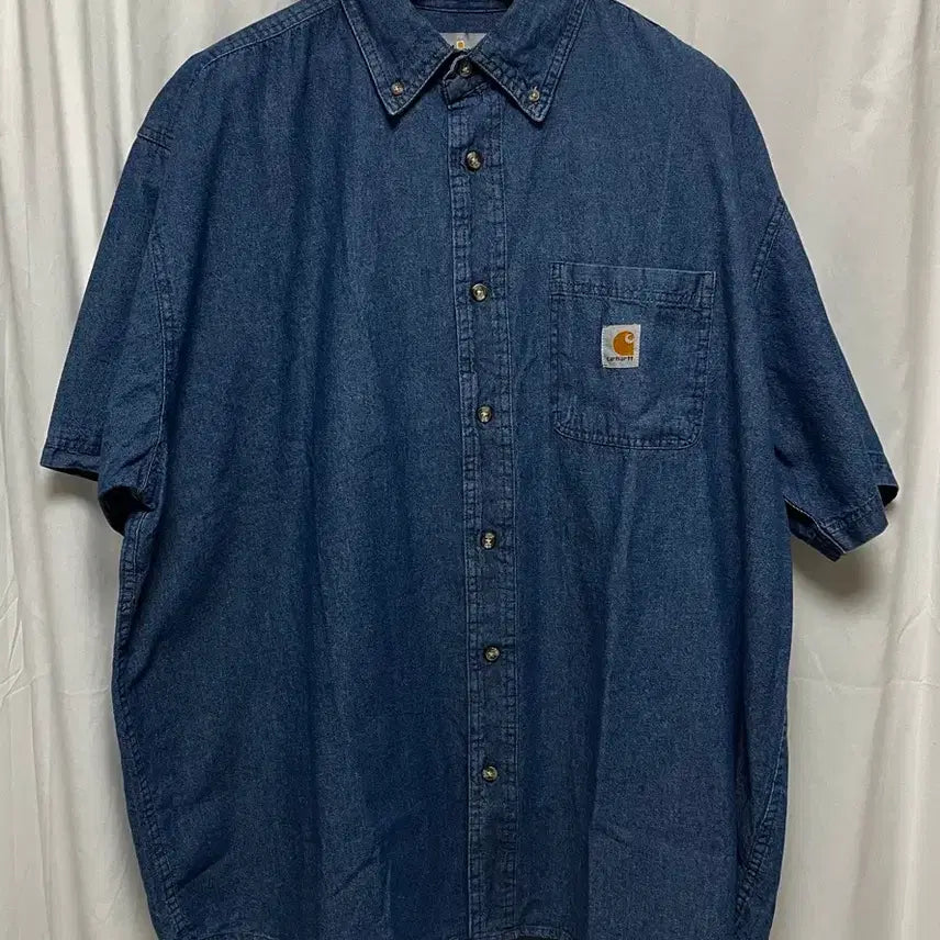 [BUNJANG] Carhartt Denim Short Sleeve Shirt XXL / no.198 칼하트 진청데님 빅사이즈 반팔 셔츠 xxl 상태굿