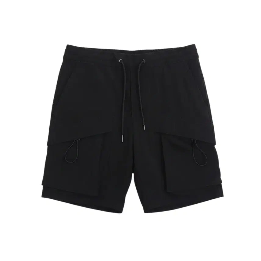 [BUNJANG] Zara Men's Drawstring Waistband Shorts Black / 남성L/ 자라 끈 밴딩 반바지 BK 22-167