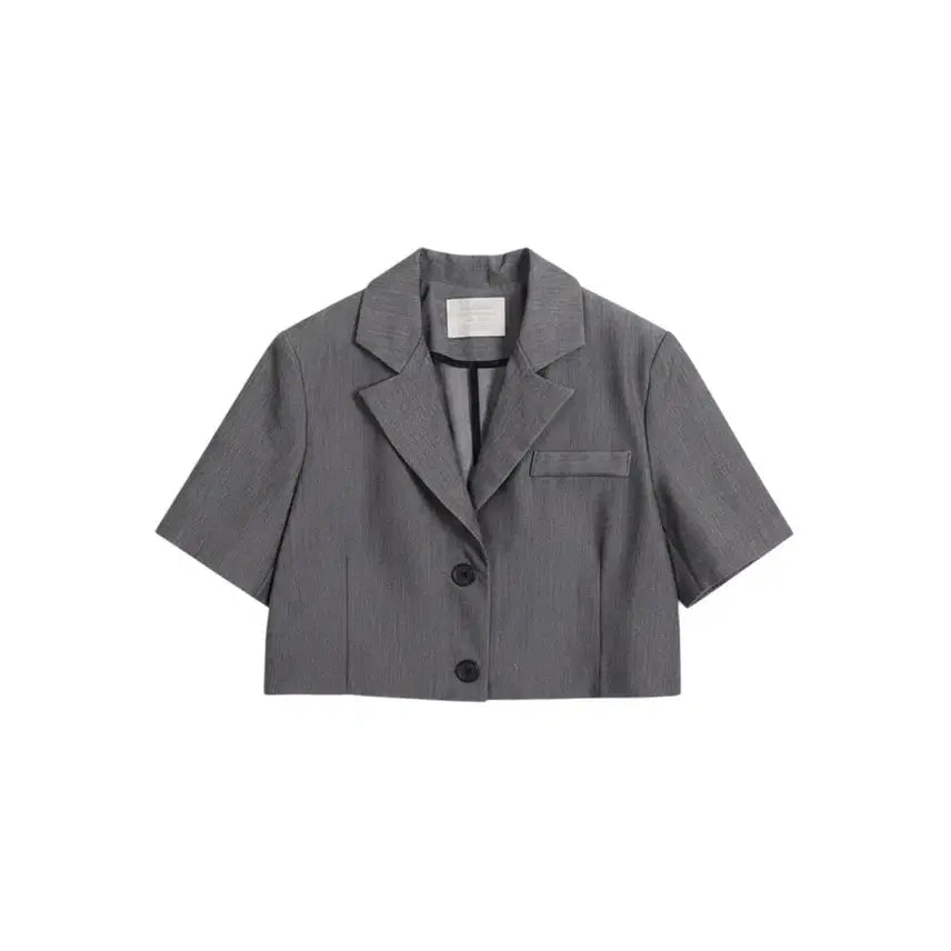 [BUNJANG] Women's Celeb Cropped Blazer / 여성F/ 셀럽 반팔 크롭 정장 자켓 GY 22-165