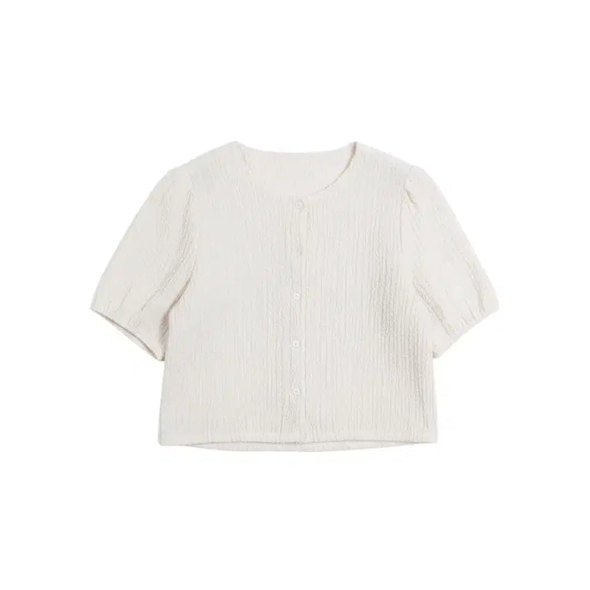 [BUNJANG] Women's Simple Wrinkled Collarless Shirt Blouse / 여성F / 심플리 쭈글 노카라 셔츠 블라우스IV 12-119