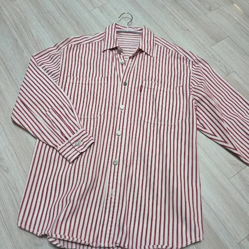 [BUNJANG] Levi's Striped Shirt Red / 리바이스 스트라이프 셔츠 레드