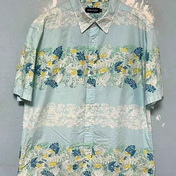 [BUNJANG] Beanpole Tropical Botanical Hawaiian Short Sleeve Shirt L (100) / 빈폴 트로피컬 보타니컬 하와이안 남자 반팔셔츠 올드스쿨룩 L 100