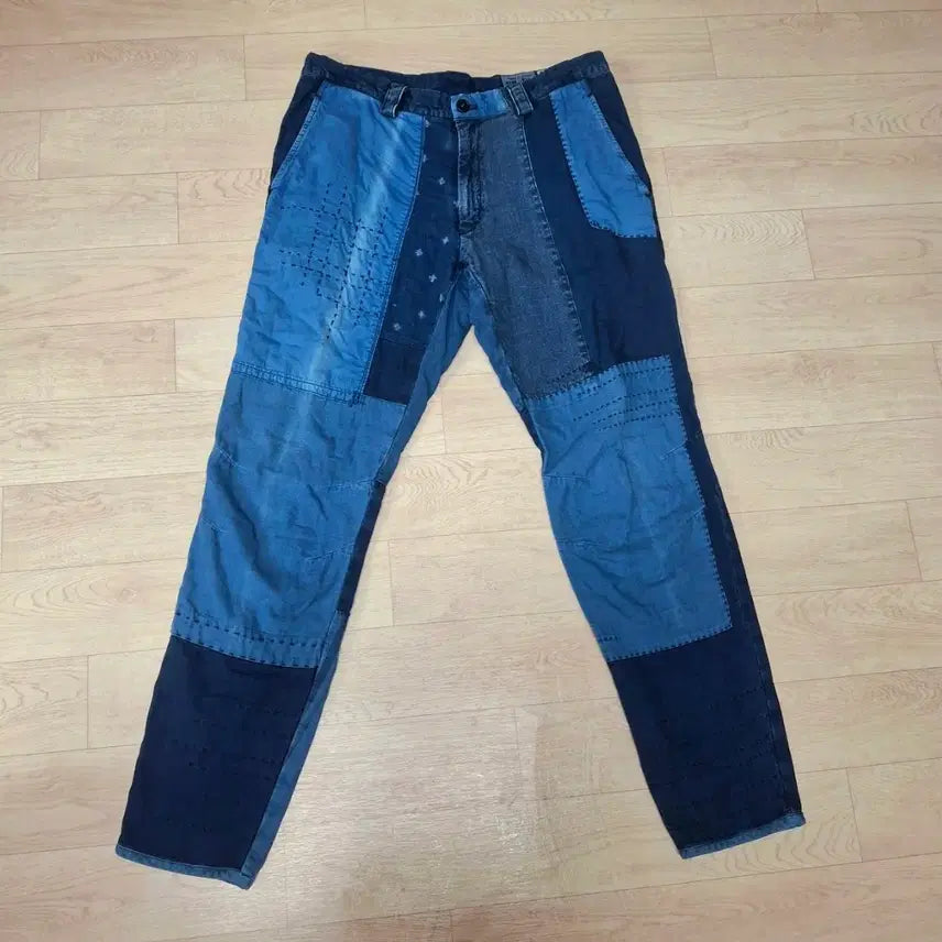 [BUNJANG] Blue Blue Japan Indigo Dye Patchwork Denim Pants / [3] 블루블루재팬 인디고다잉 패치워크 데님 bluebluejapan