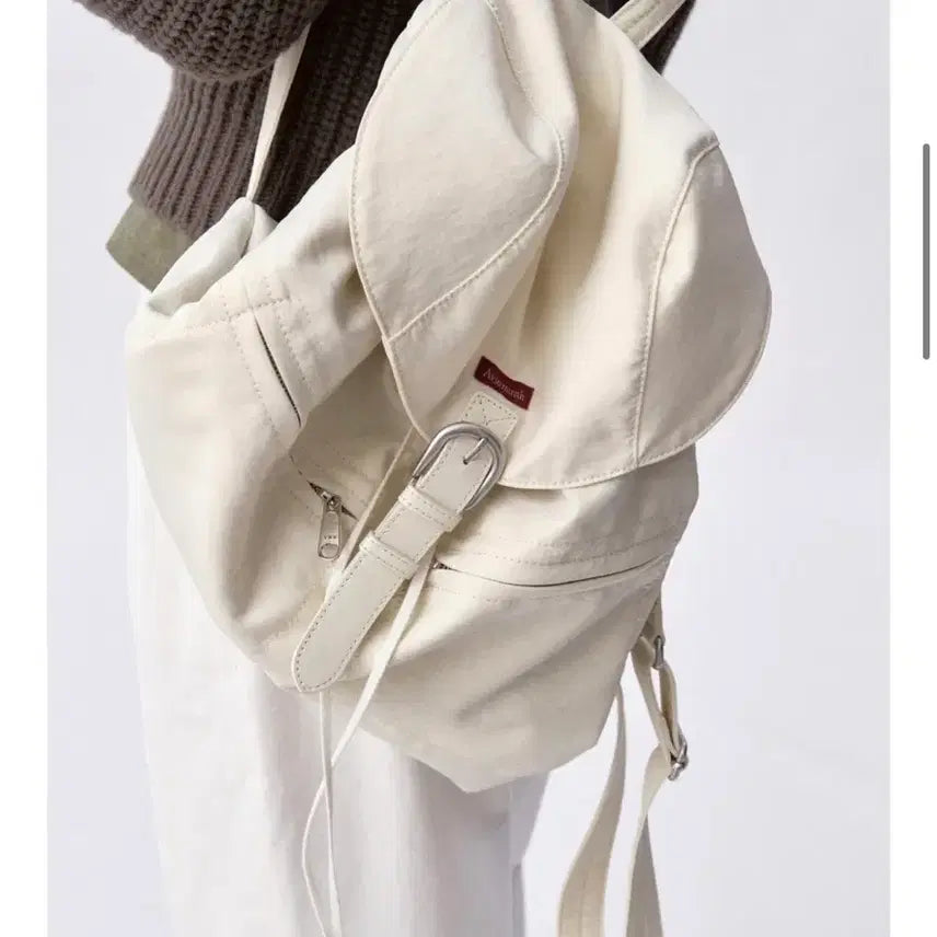 [BUNJANG] ABIMUE Atelier Nylon Covered Backpack (Ivory) / 아비에무아 나일론 커버드 백팩 (아이보리) 가방