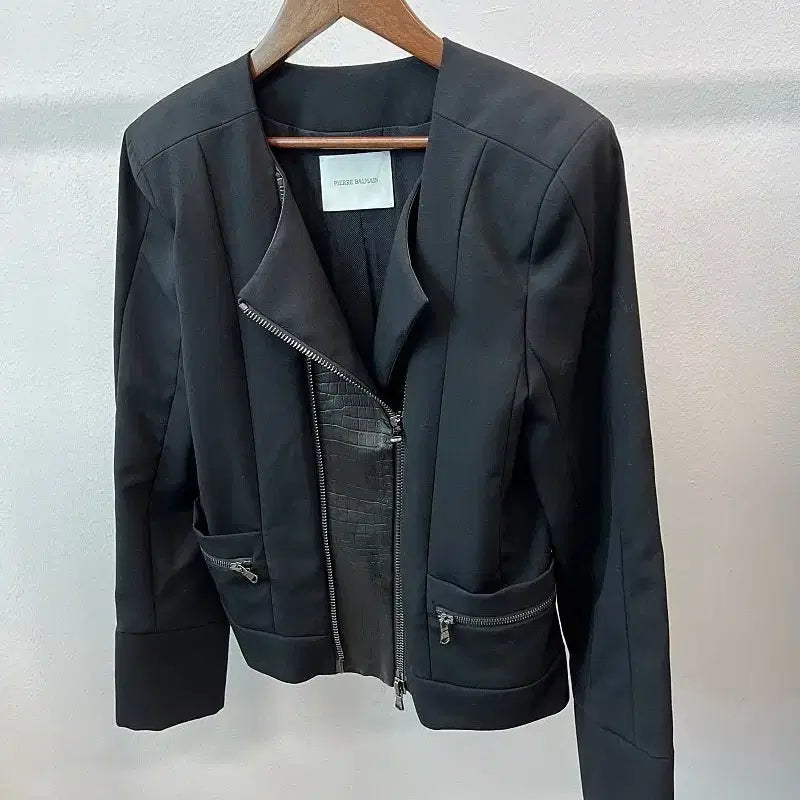 [BUNJANG] Balmain Crocodile Leather Mix Jacket / 여) 발망 크로코 레더 믹스자켓