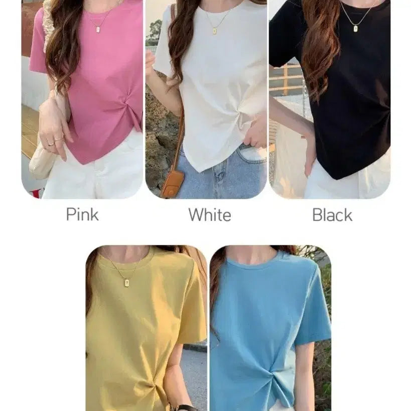 [BUNJANG] Asymmetrical Hem Semi-Crop T-Shirt (Black) / 언발란스 세미크롭 반팔 티셔츠(블랙)