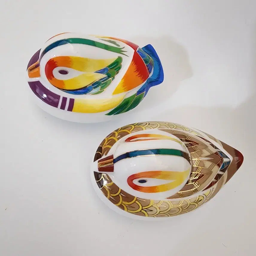 [BUNJANG] Vintage Yo-up Development Mandarin Duck & Lovebird Sugar Bowl & Creamer Set - Accessory/Jewelry Box / 2세트가/빈티지 요업개발 원앙합/ 잉꼬 원앙 설탕기/빈티지 레트로 액세사리 보석함 인테리어 소품