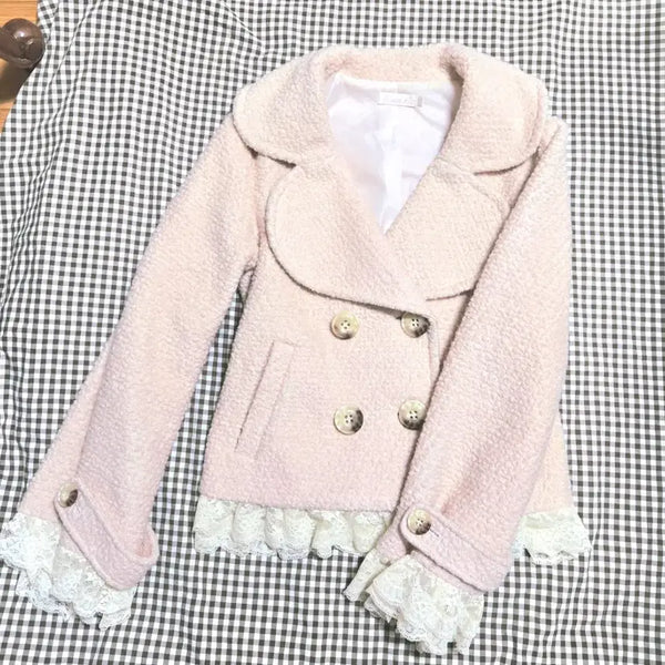 [BUNJANG] LizLisa Pink Lace Coat - Hehime Gyaru Style / 초희귀 대장템 핑크 레이스 코트 히메갸루 리즈리사 트랄라라 양산형 핀터깔