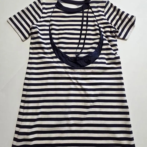 [BUNJANG] Moncler Striped Dress Navy/White Size 66 / 몽클레어 스트라이프 원피스 ㅡ66사이즈ㅡ가슴단면51총길이92