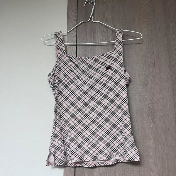 [BUNJANG] Burberry Check Pink Sleeveless Top / 버버리 체크 핑크 슬리브리스 나시