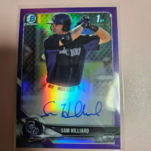 [BUNJANG] KT Wiz Sam Hilliard 2018 Baumann Chrome Purple Auto Card / KT용병 샘 힐리어드 2018 바우만크롬 퍼플 오토 카드