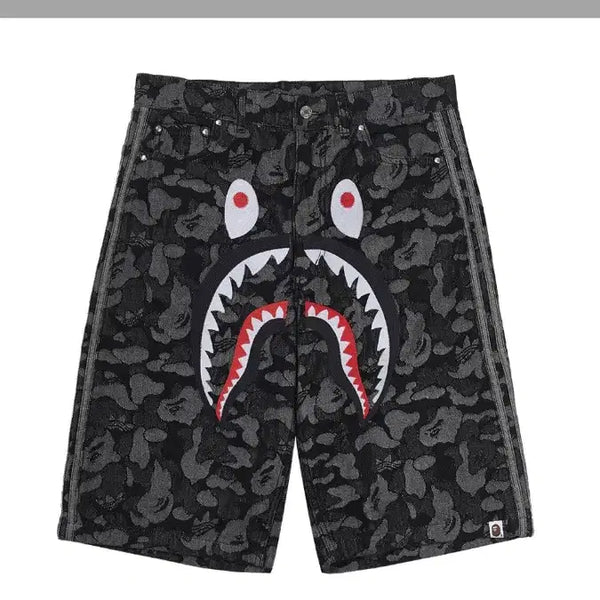 [BUNJANG] Adidas x BAPE Shark Denim Shorts Black XS / 아디다스 x 베이프 샤크 데님 쇼츠 블랙 xs