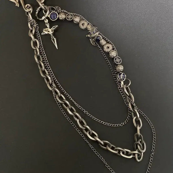 [BUNJANG] Vintage Blue Bead Metal Pants Chain / 빈티지 블루비즈 메탈 팬츠 체인