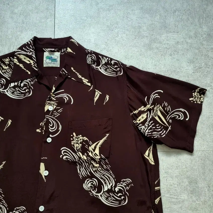 [BUNJANG] Kona Bay 80s Sailing Pattern Hawaiian Shirt M (105) / 80s USA Kona Bay 세일링 패턴 하와이안셔츠 M, 105sz