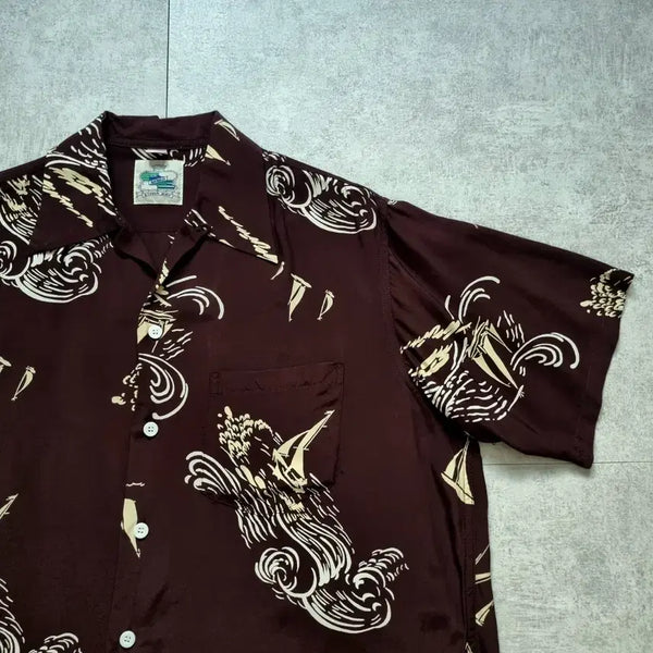[BUNJANG] Kona Bay 80s Sailing Pattern Hawaiian Shirt M (105) / 80s USA Kona Bay 세일링 패턴 하와이안셔츠 M, 105sz