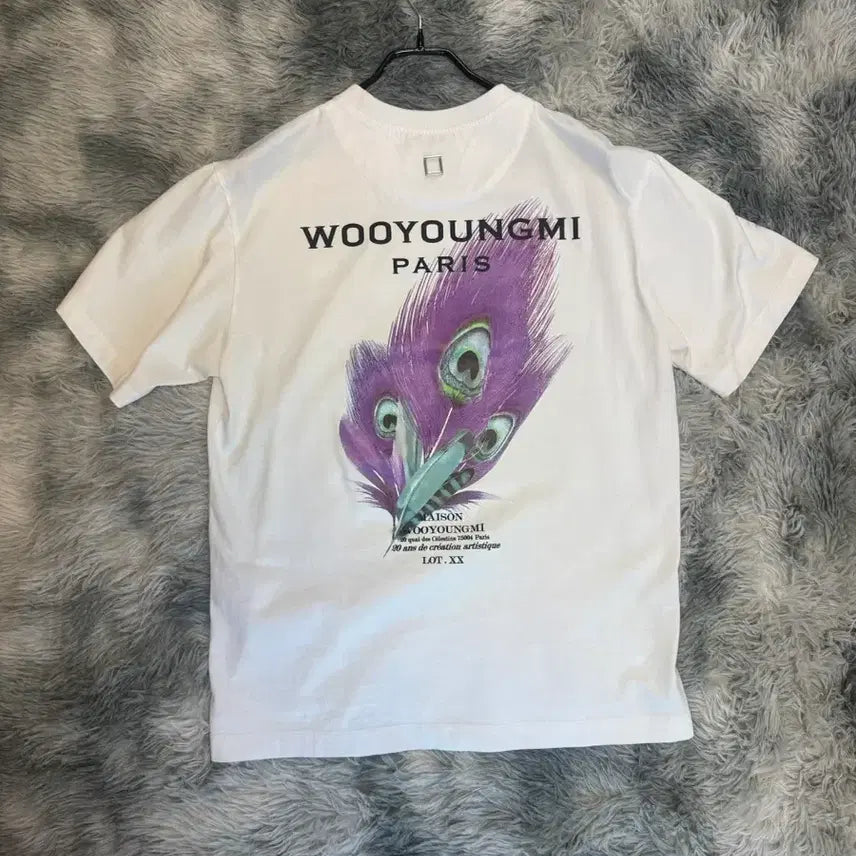 [BUNJANG] Wooyoungmi Feather Print T-Shirt / 우영미 깃털 반팔 38