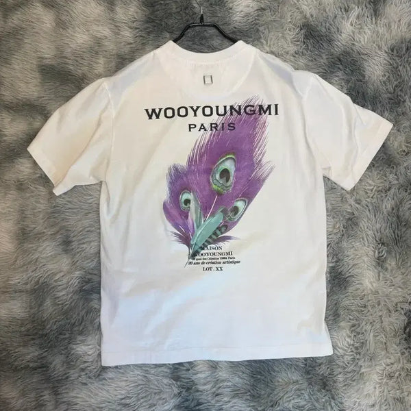 [BUNJANG] Wooyoungmi Feather Print T-Shirt / 우영미 깃털 반팔 38
