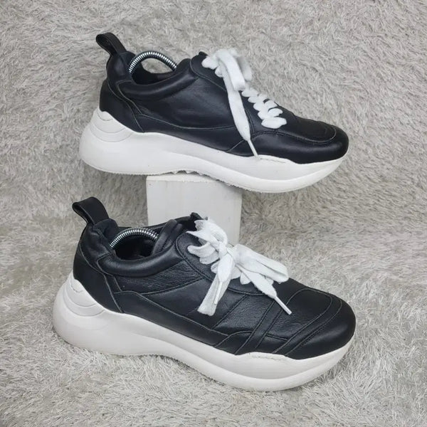 [BUNJANG] Acme Black Leather Sneakers / 구제짱짱맨 240 나무하나 아크메 블랙 가죽 스니커즈