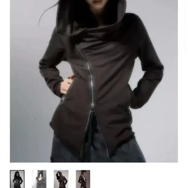 [BUNJANG] Shopcore Dark Grey Drape Hoodie Zip-Up / 샵코어 다크그레이 드레이프 후드집업