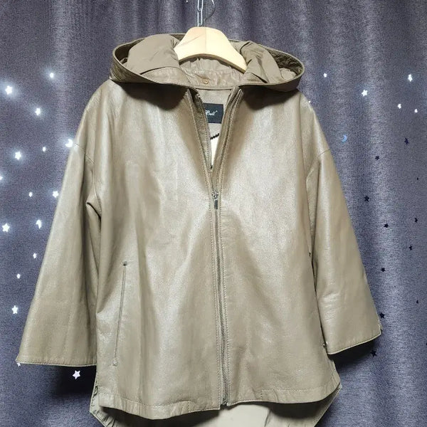 [BUNJANG] Lia Bell Hooded Leather Short Jacket Mocha Beige / 리아벨 Lia Bell 후드 가죽 숏자켓 모카베이지-66추천