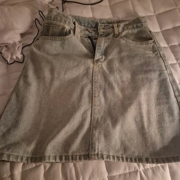 [BUNJANG] Light Wash Denim Mini Skirt / 데님 스커트 연청