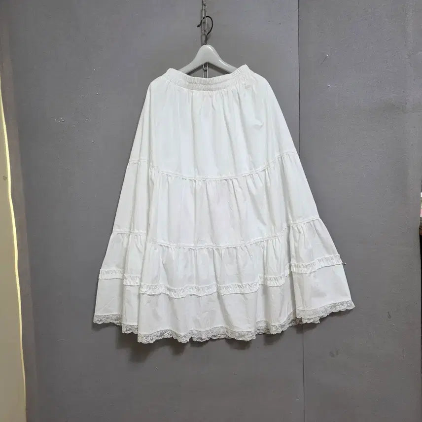 [BUNJANG] White Tiered Long Skirt / 캉캉스타일 화이트 롱스커트 FF  n5903