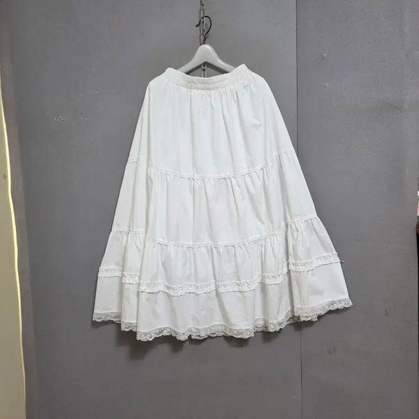 [BUNJANG] White Tiered Long Skirt / 캉캉스타일 화이트 롱스커트 FF  n5903