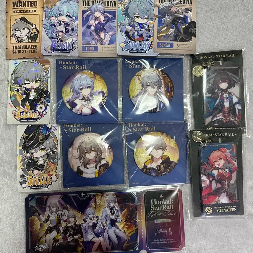 [BUNJANG] Honkai Star Rail Sunday Robin Cullio Stella Bundle Set Acrylic Keychain & Can Badges / 붕괴 스타레일 선데이 로빈 카일루스 스텔라 일괄 판매