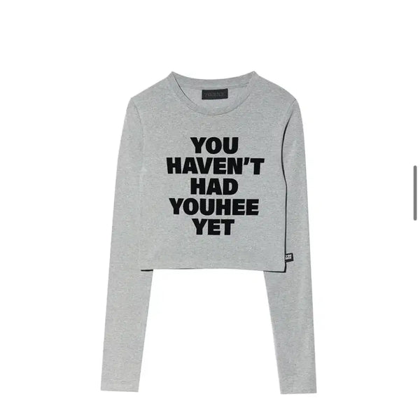 [BUNJANG] YOOHEE Lettering Long Sleeve Gray / 유희 레터링 롱슬리브 그레이